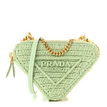 PRADA Raffia Triangle Shoulder Bag Natural 1249911 FASHIONPHILE