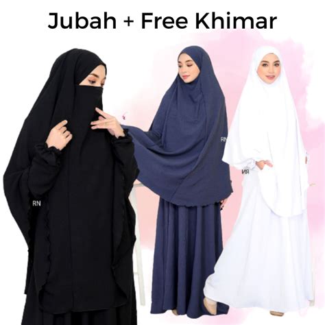 Jubah Marissa Baju Dress Umrah Haji Ironless Khimar Tudung Labuh