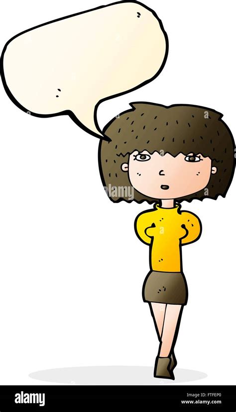 Cartoon Shy Woman With Speech Bubble Stock Vector Image And Art Alamy