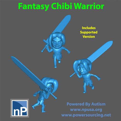3d Printable Fantasy Chibi Warrior By Nonpareil Institute