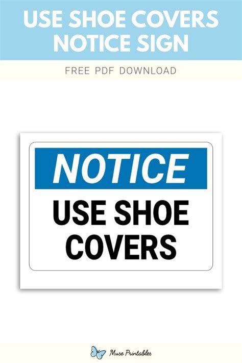 Printable Use Shoe Covers Notice Sign Template