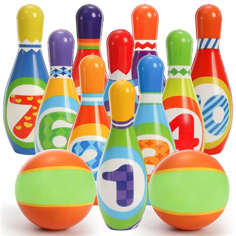 Coloch Kids Bowling Set 10 Pins And 2 Balls Educational Game For Ages