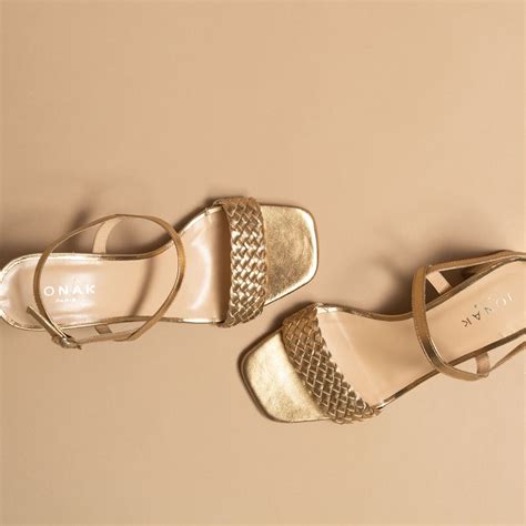 Heeled Sandals In Gold Metallic Leather Jonak