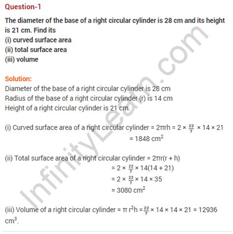 Surface Areas And Volumes Class Extra Questions Maths Chapter