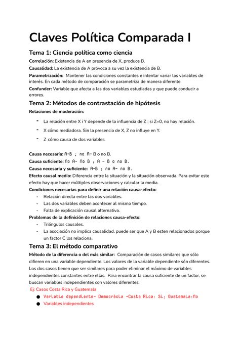 Wuolah free Claves Politica Comparada I Claves Política Comparada I