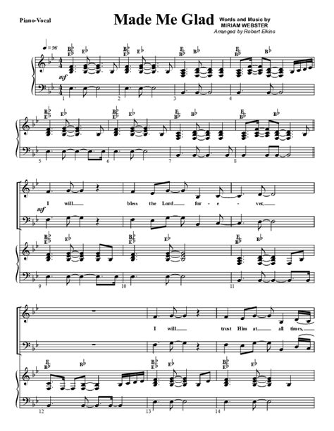 Made Me Glad Sheet Music Pdf G Worship Praisecharts