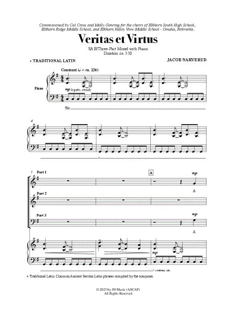 Jacob Narverud Veritas Et Virtus Sheet Music In G Major Download