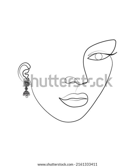 Beautiful Girl Face Line Art Drawing Stock Vector Royalty Free