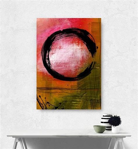 Large Enso Zen Circle Abstract Art Rose Magenta Watercolor Etsy In