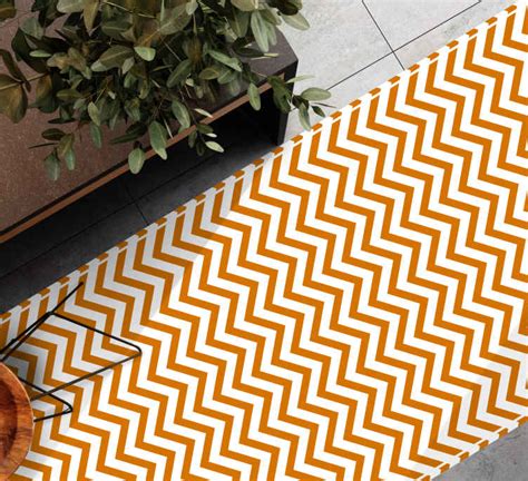 Tapis Salon Motifs En Zigzag Orange Et Blanc TenStickers