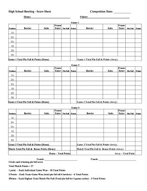 Bowling Recap Sheets - Fill Online, Printable, Fillable, Blank | pdfFiller