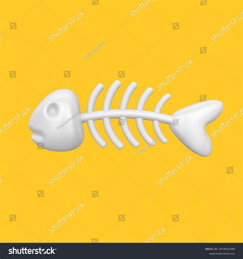 3d Render Illustration Fish Skeleton Cartoon Stock Illustration