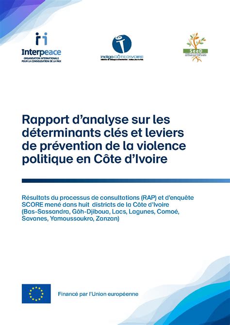 Rapport danalyse sur les déterminants clés et leviers de prévention de