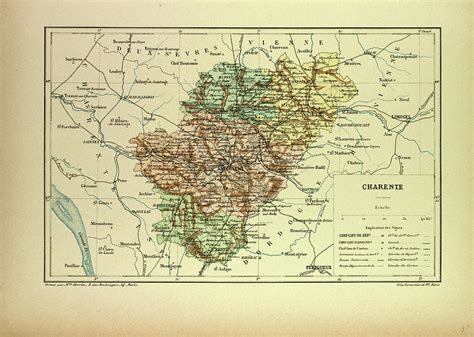 Map Of Charente France Drawing by French School