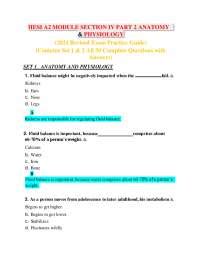 HESI A2 MODULE SECTIONS IV PART TWO ANATOMY AND PHYSIOLOGY Exams