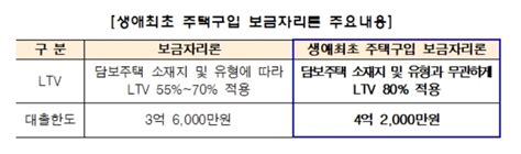 생애 첫 주택구입자 보금자리론 4억 2000만 원까지 대출 가능