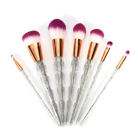 7pcs Makeup Brush Set Colorful Glitter Diamond Handle Blush Powder Eyebrow Eyeshadow Foundation