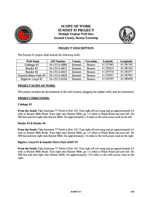 Fillable Online Scope Of Work Summit Project Fax Email Print Pdffiller