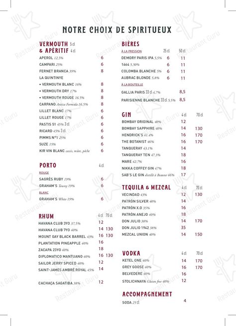 Menu At Brasserie Victor Hugo Cafe Paris Pl Victor Hugo