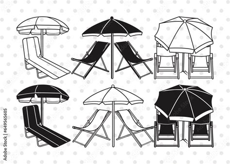 Beach Chair With Umbrella Silhouette Chair With Umbrella Svg Chair