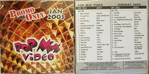 Promo Only Dvd Pop Mix Video 2003 January Moby Green Day Shania Twain