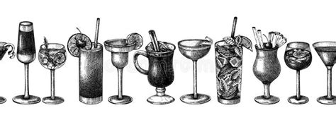 Hand Sketched Cocktail Illustration Vector Sketches Of Alcoholic Drinks