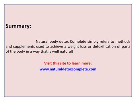 Ppt Natural Body Detox Powerpoint Presentation Free Download Id