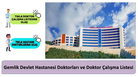 Gemlik Devlet Hastanesi Doktorları ve Doktor Çalışma Listesi