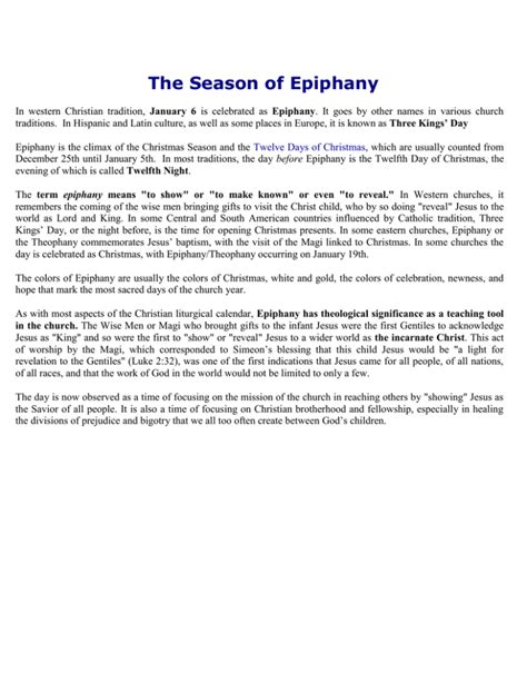 The Season of Epiphany