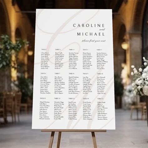 Classic Script Monogram Wedding Seating Chart Foam Board Zazzle