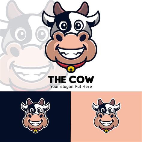 Premium Vector Cute Cow Cartoon Mascot Logo Illustration Premium Vector