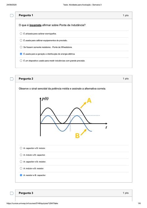 Atividade Para Avaliação Circuitos Elétricos Semana 3 Univesp