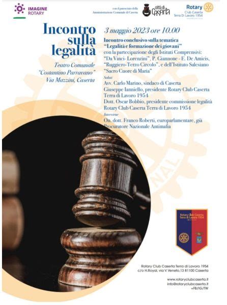 Rotary Club Caserta legalità e formazione dei giovani il 3 maggio