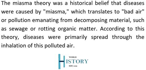 History & Major Facts about the Miasma Theory - World History Edu