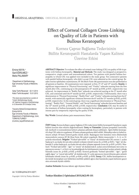 PDF Effect Of Corneal Collagen Cross Linking On Quality Of Life In