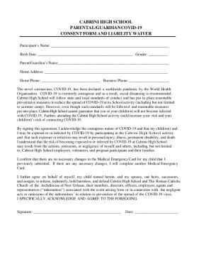 Fillable Online Parental Guardian Consent Form And Liability Waiver