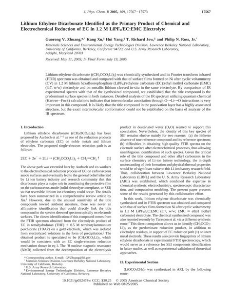 Pdf Lithium Ethylene Dicarbonate Identified As The Primary Product Of