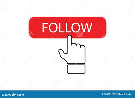 Follow Button With Click Hand Banner For Web Design Vector Stock