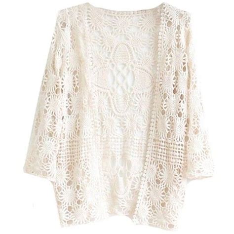 Sheinside Womens Apricot Long Sleeve Lace Cardigan Blouse One Size