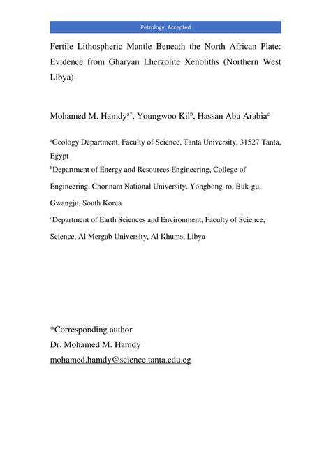 Pdf Fertile Lithospheric Mantle Beneath The North African Plate