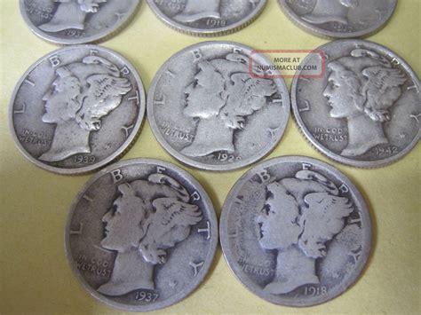 11 Circulated Mercury Silver Dimes/most With Marks