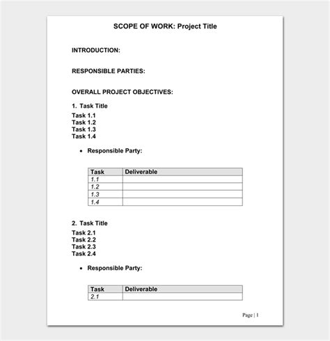 Free 40 Sample Scope Of Work Templates In Pdf Ms Word Excel