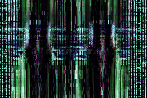 A Glitch In The Matrix With Digital Code And Binary Patterns Stock