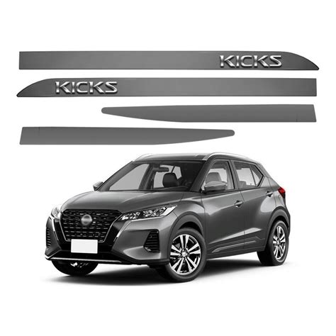 Friso Lateral Nissan Kicks Cinza Grafite Cromada 2021 2022 Escorrega