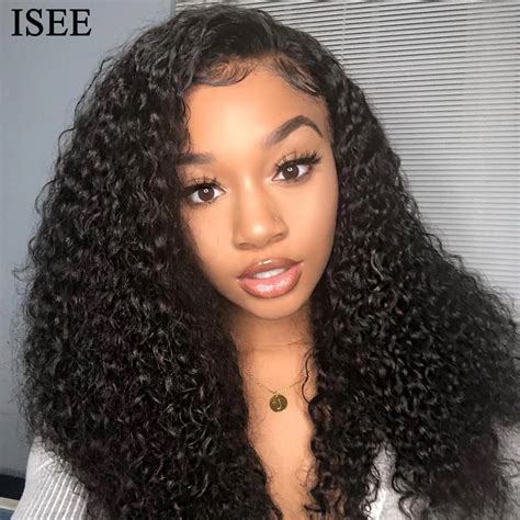 Mongolian Kinky Curly Wigs For Women T Part Lace Front Wigs Isee Hair