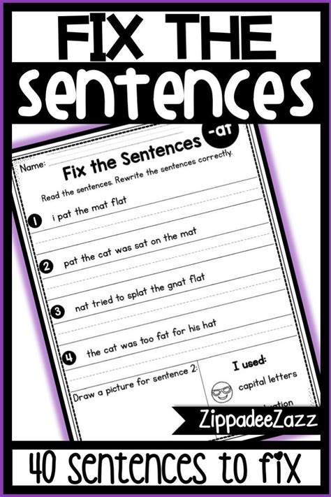 Fix The Sentence Worksheets