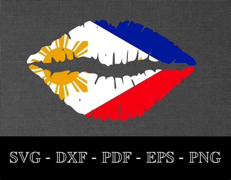 Philippines Philippine Flag Kiss Me Svg Lips Svg Cut File Png Dxf