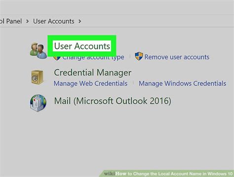 how to change local account name windows 10