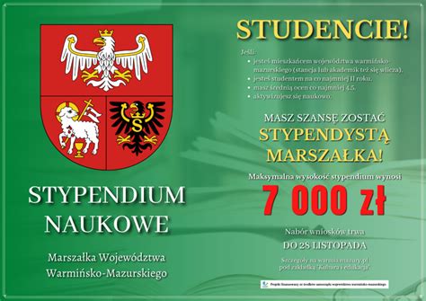 Stypendia naukowe Marszałka Województwa Warmińsko Mazurskiego za bardzo