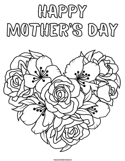 Happy Mothers Day Coloring Pages Heart